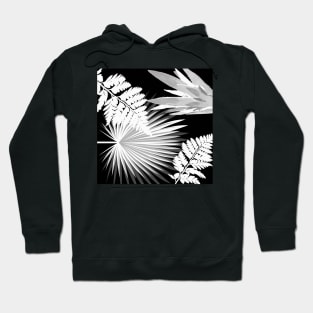 PALMS AND FERNS IN BLACK AND WHITE TROPICAL PATTERN Hoodie